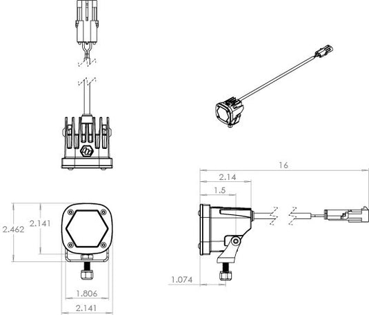 S1 Black LED Auxiliary Light Pod Pair-Universal